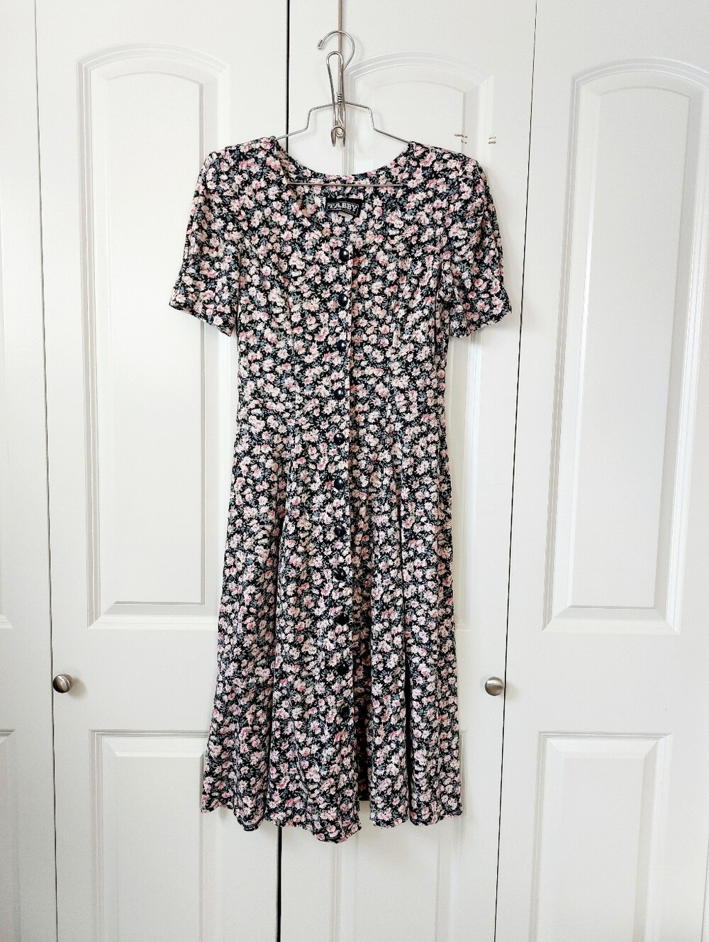 90s Ditsy Floral Button-Front Midi Tea Dress 6P Elaine Benes Grunge Cottagecore
